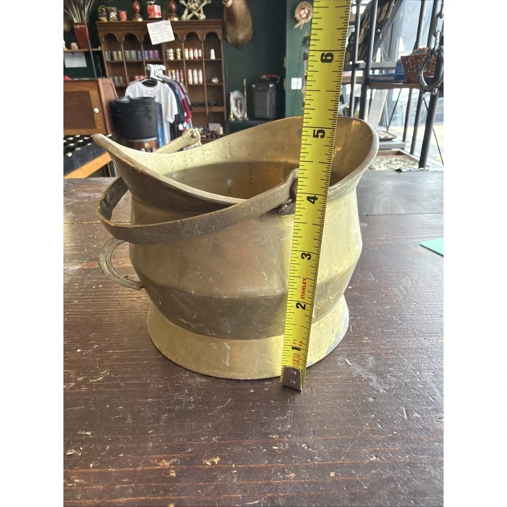 Small Brass Coal Bucket Scuttle with Swinging & Side Handle Country Cottage